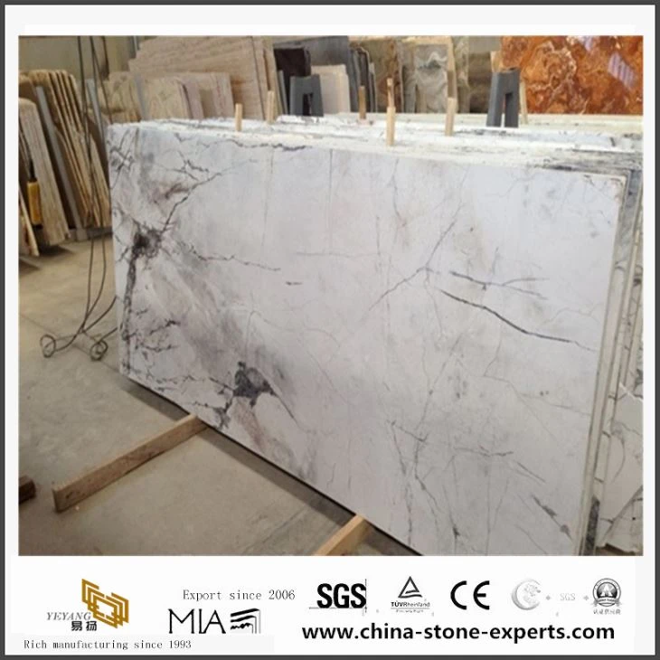 Jäävuori Calacatta Valkoinen Marble Composite Posliini-laatta saumattomalla tekstuurilla